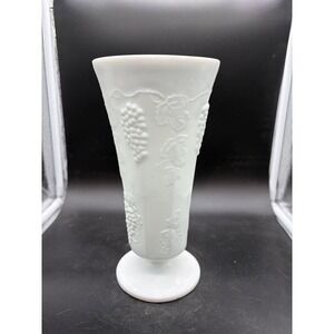 Westmoreland Milk Glass Paneled Grape Footed Trumpet Vase Vintage White Decor